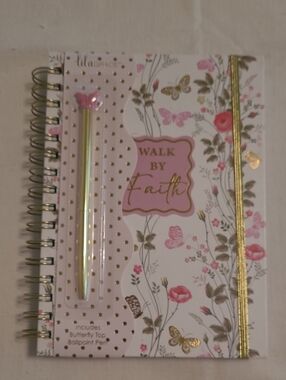 Grace Floral Notebook with Pink and Gold Butterflies